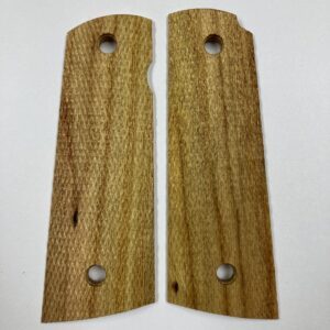 1911 Full Size Checkered Canarywood Magwell Ambi