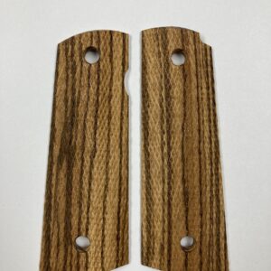 1911 Full Size Checkered Zebrawood Magwell Ambi